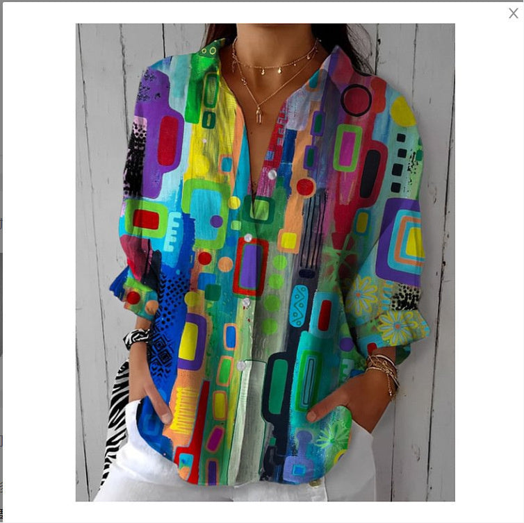 Floral Print Long Sleeve Button-Down Shirt