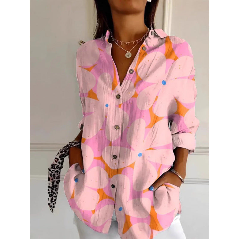 Floral Print Long Sleeve Button-Down Shirt