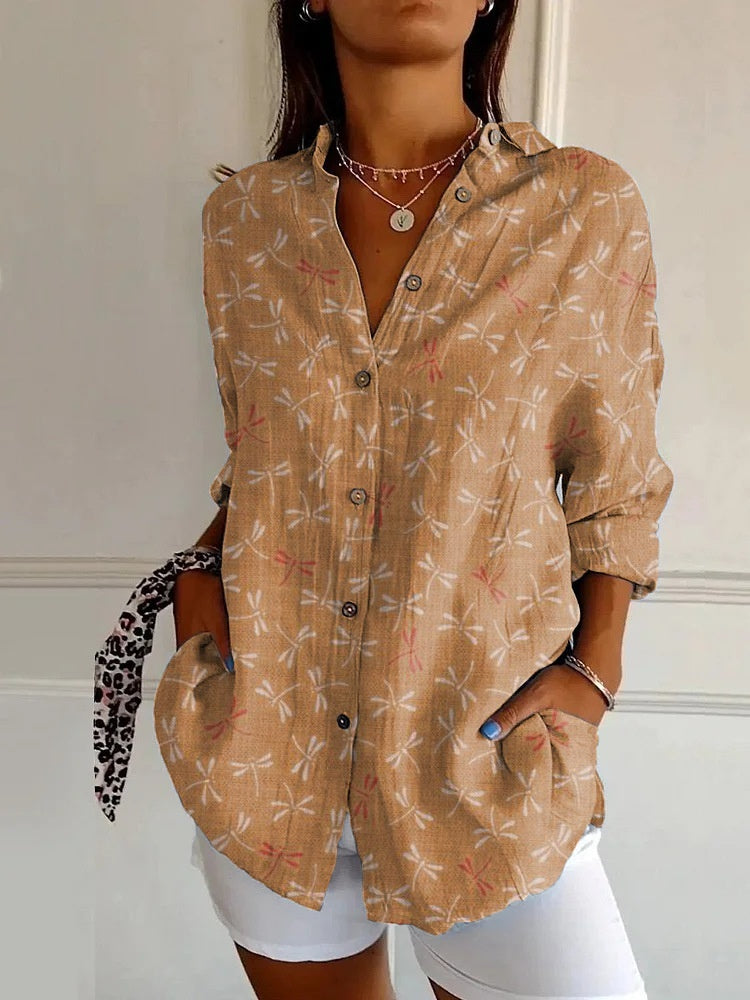 Floral Print Long Sleeve Button-Down Shirt