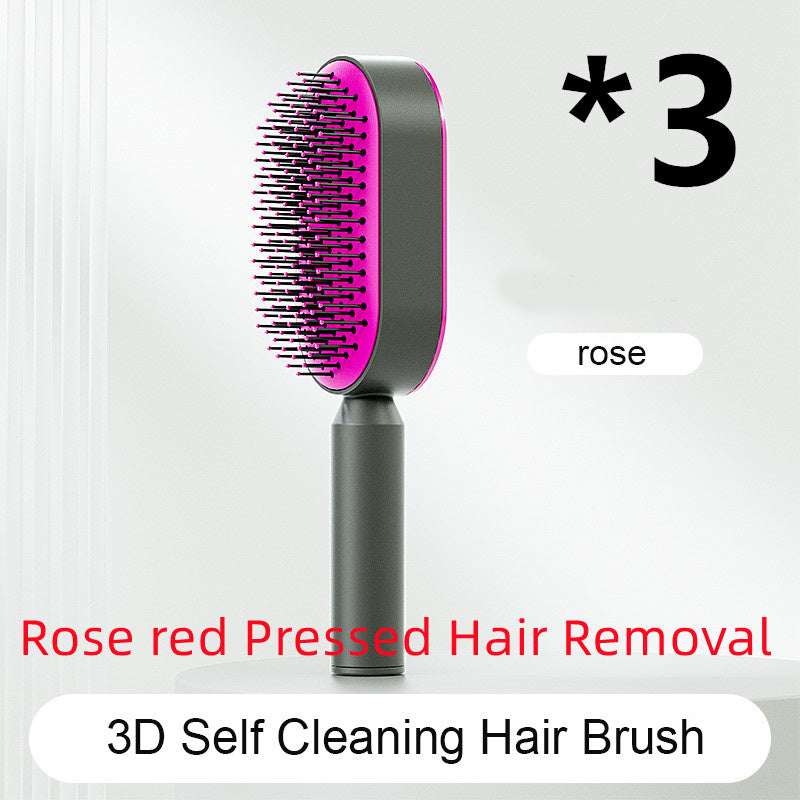 One-Key Cleaning Hair Brush: Anti-Static Airbag Massage Scalp Comb for Women.