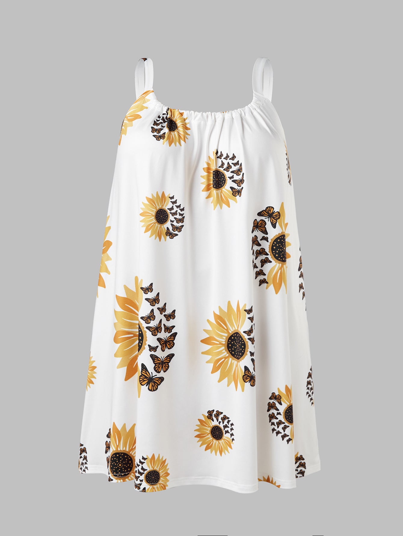 Plus Size Sunflower Dress – Sleeveless Camisole Vest, Elegant Wrap Party & Casual Wear
