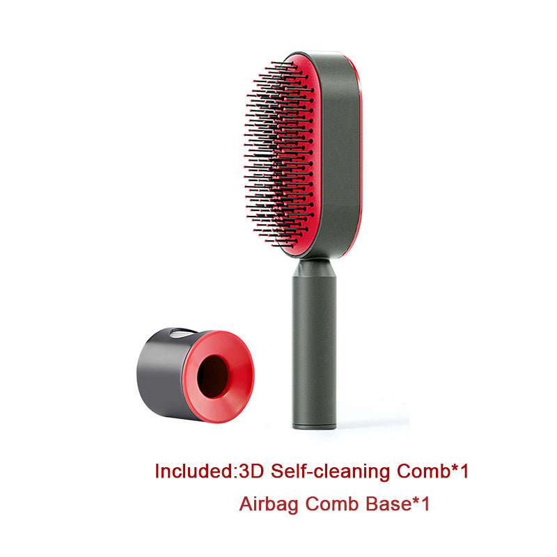 One-Key Cleaning Hair Brush: Anti-Static Airbag Massage Scalp Comb for Women.