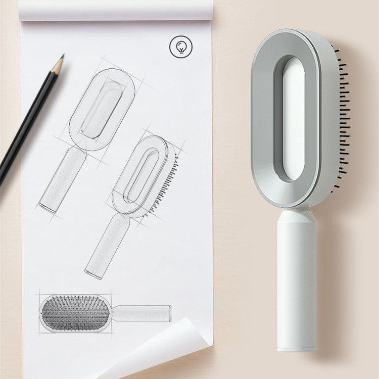 One-Key Cleaning Hair Brush: Anti-Static Airbag Massage Scalp Comb for Women.
