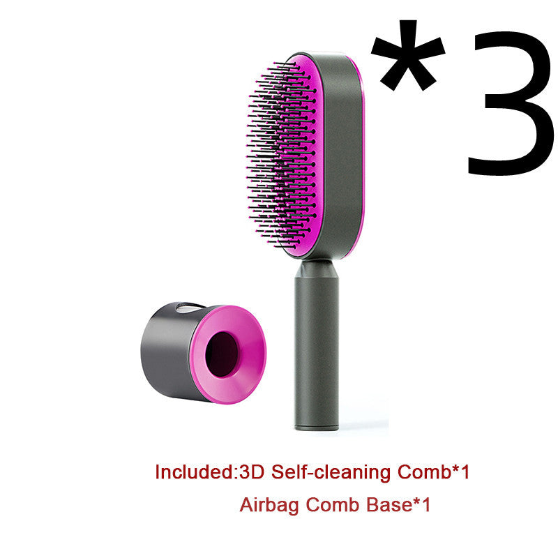 One-Key Cleaning Hair Brush: Anti-Static Airbag Massage Scalp Comb for Women.