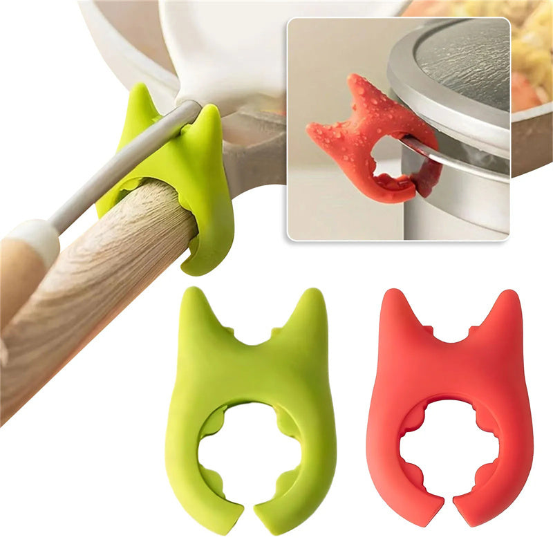 Silicone Anti-overflow Spoon Holder & Spatula Rest with Anti-scalding Clip