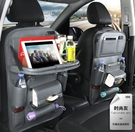 PU Leather Car Seat Organizer with Tray
