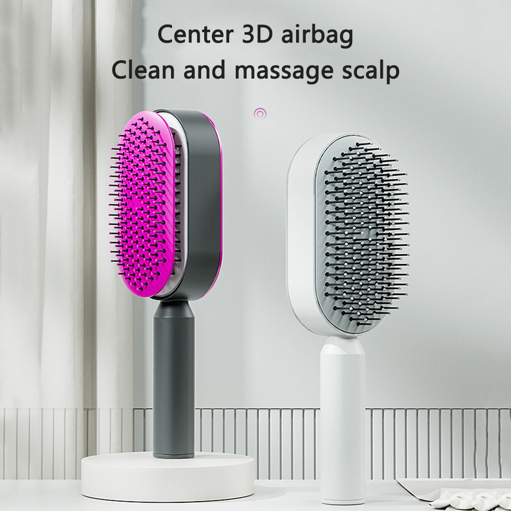 One-Key Cleaning Hair Brush: Anti-Static Airbag Massage Scalp Comb for Women.