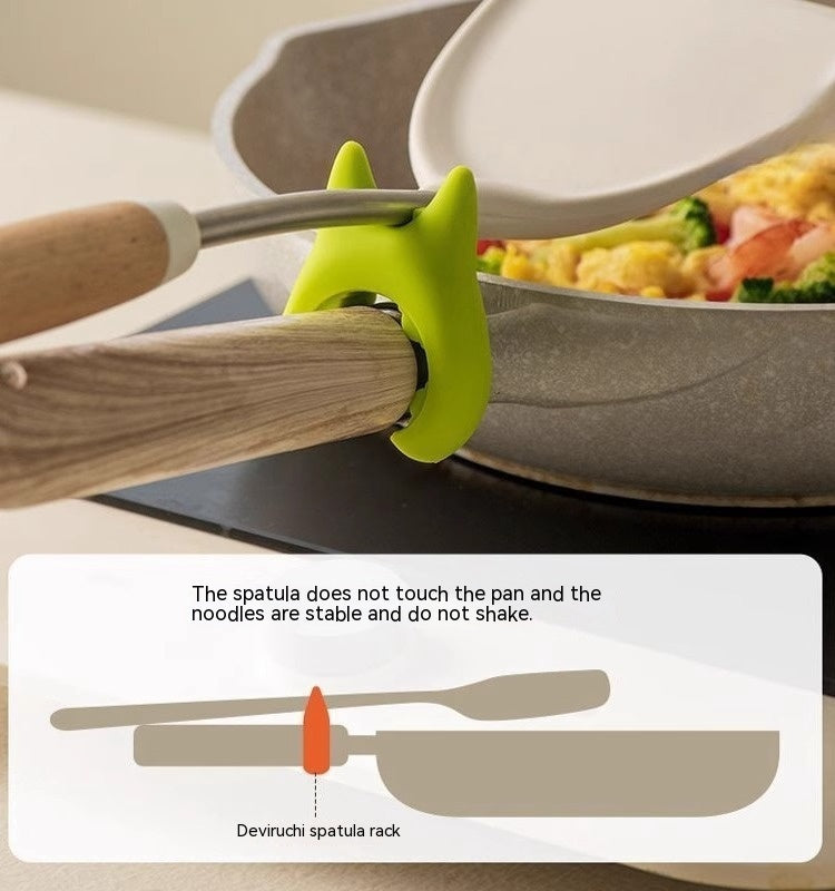 Silicone Anti-overflow Spoon Holder & Spatula Rest with Anti-scalding Clip