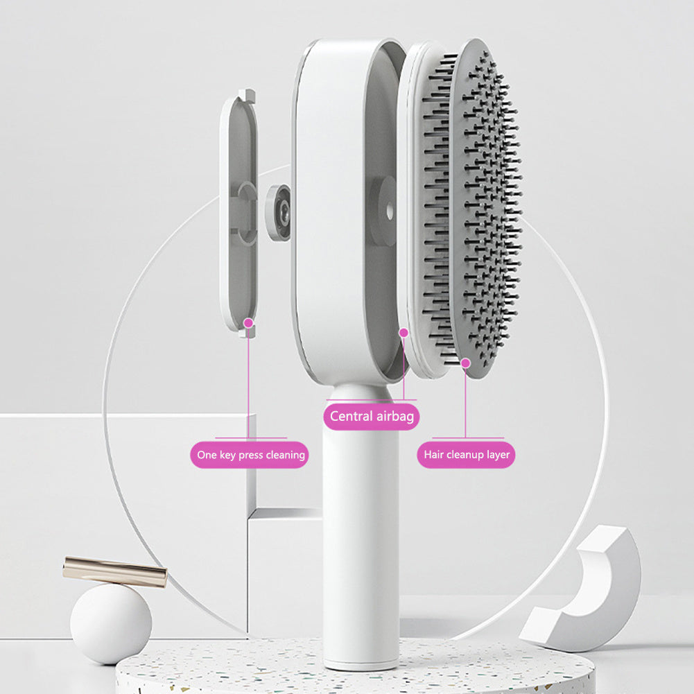 One-Key Cleaning Hair Brush: Anti-Static Airbag Massage Scalp Comb for Women.