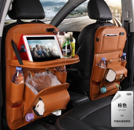 PU Leather Car Seat Organizer with Tray