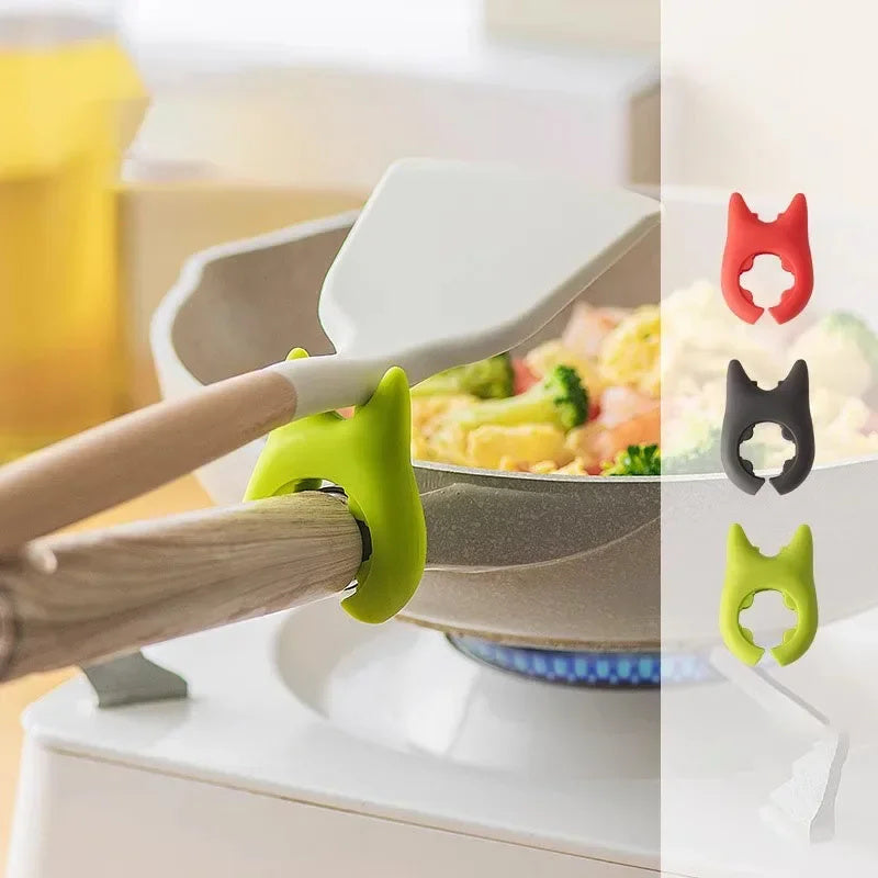 Silicone Anti-overflow Spoon Holder & Spatula Rest with Anti-scalding Clip