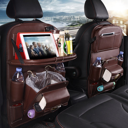 PU Leather Car Seat Organizer with Tray