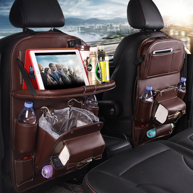 PU Leather Car Seat Organizer with Tray
