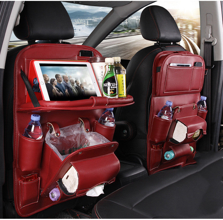 PU Leather Car Seat Organizer with Tray