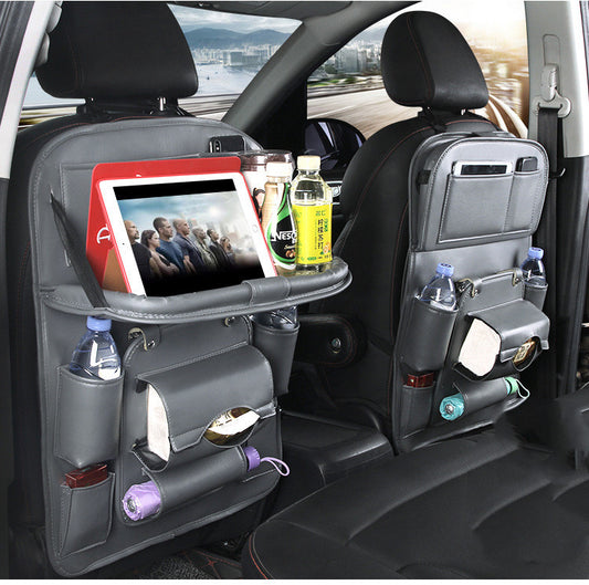 PU Leather Car Seat Organizer with Tray