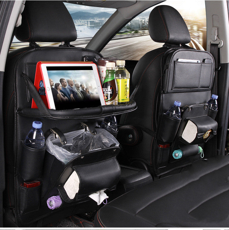 PU Leather Car Seat Organizer with Tray