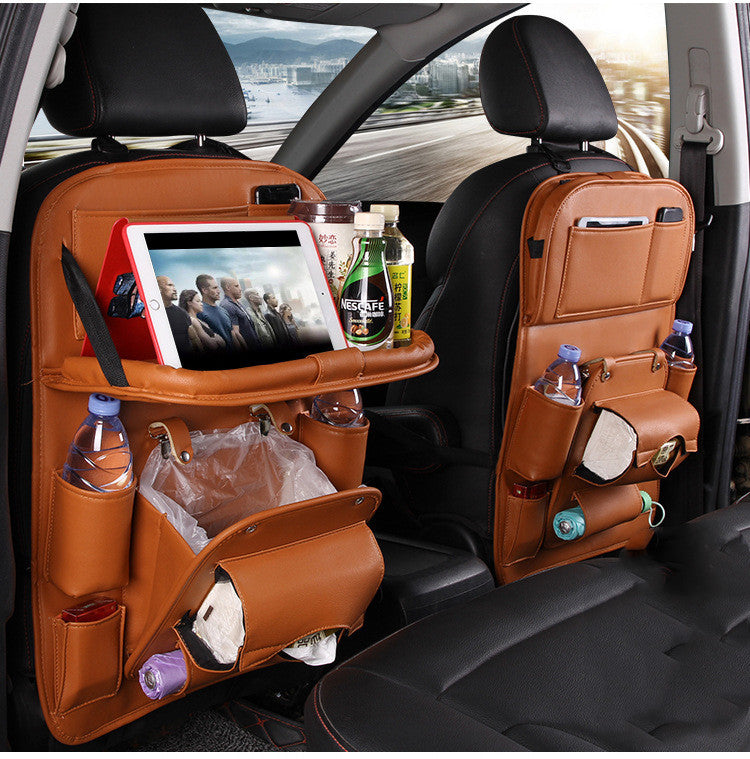 PU Leather Car Seat Organizer with Tray