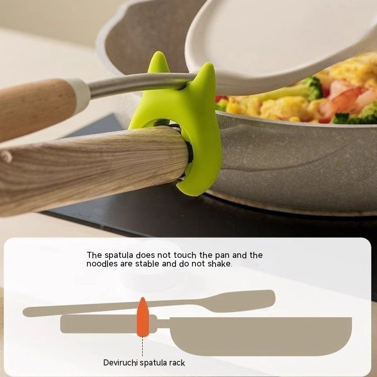 Silicone Anti-overflow Spoon Holder & Spatula Rest with Anti-scalding Clip