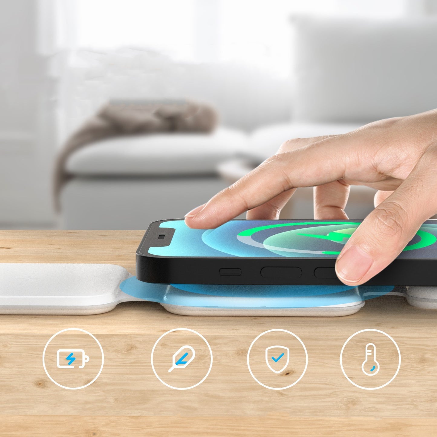 3-in-1 Magnetic Wireless Charger – Foldable Charging Station for Phones, Earbuds & Devices