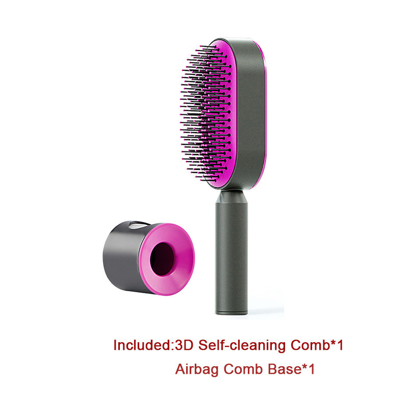 One-Key Cleaning Hair Brush: Anti-Static Airbag Massage Scalp Comb for Women.