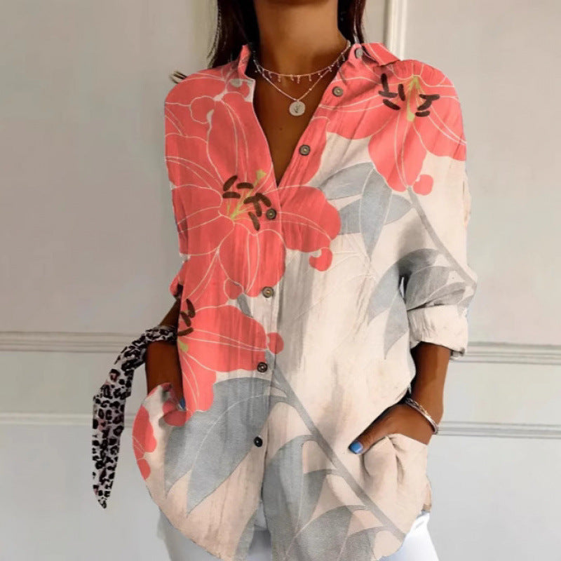 Floral Print Long Sleeve Button-Down Shirt