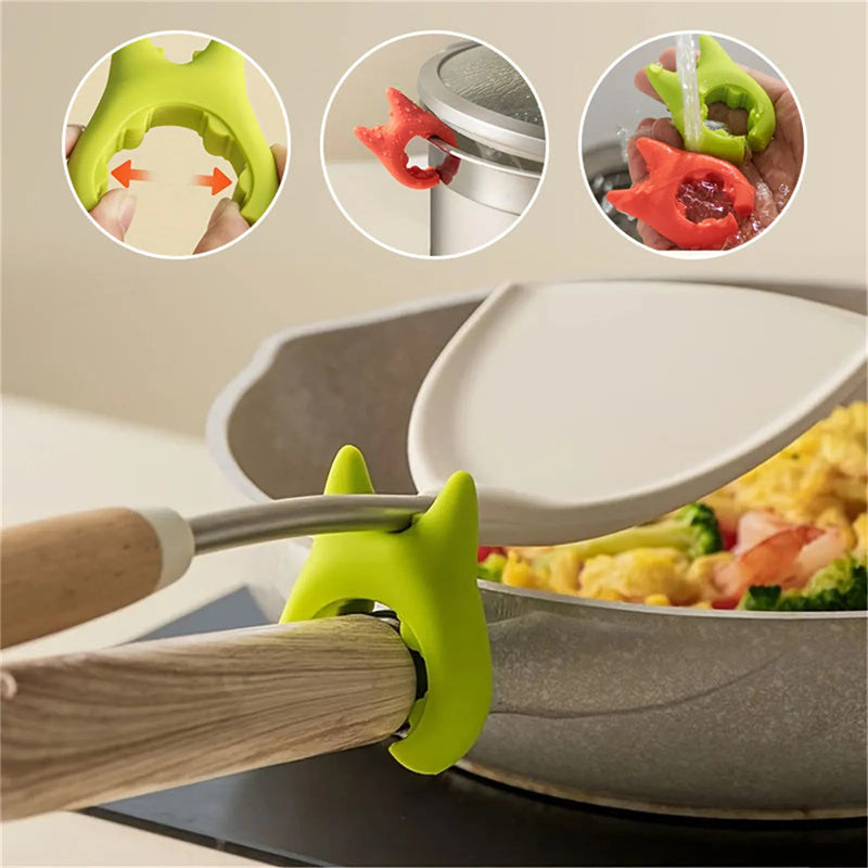 Silicone Anti-overflow Spoon Holder & Spatula Rest with Anti-scalding Clip