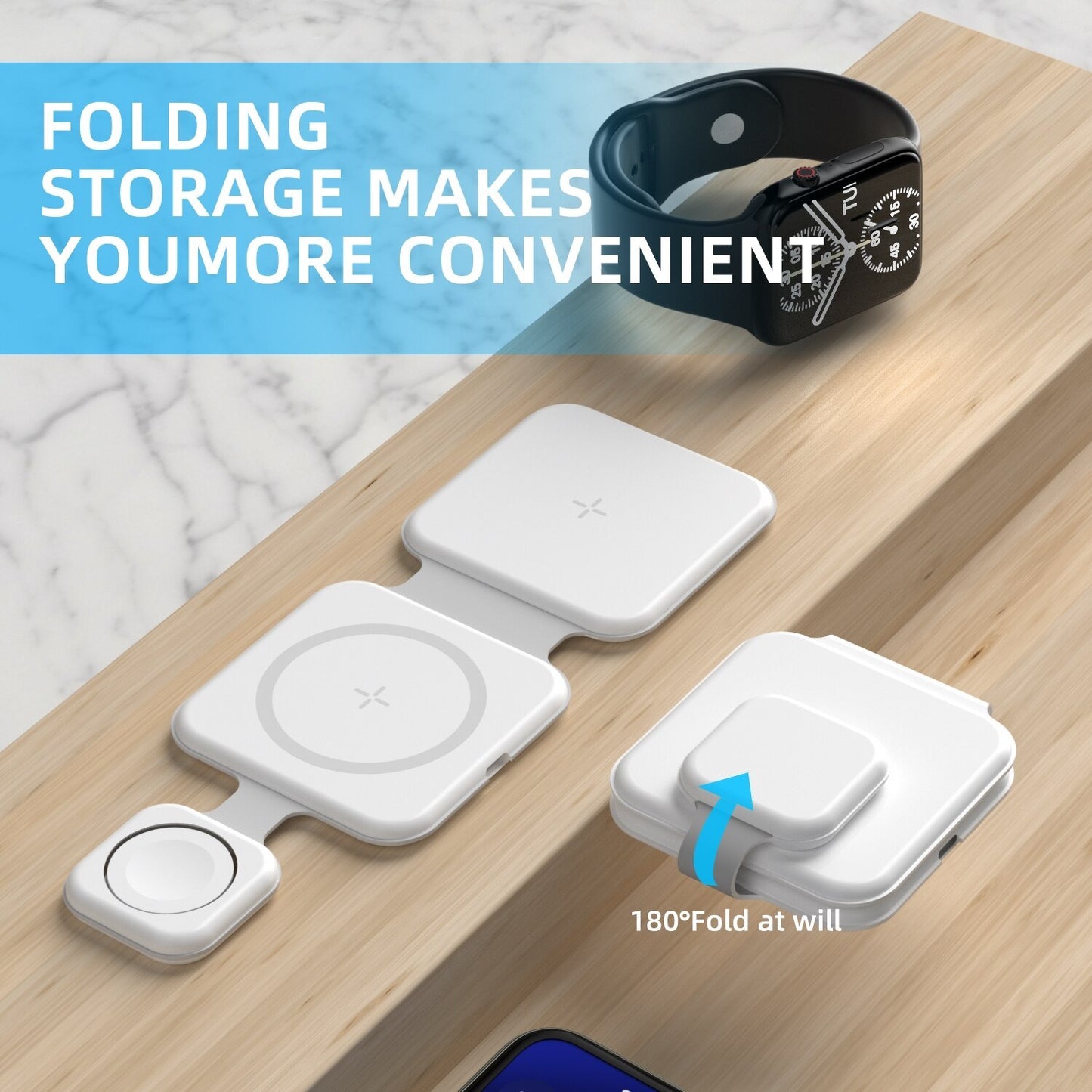 3-in-1 Magnetic Wireless Charger – Foldable Charging Station for Phones, Earbuds & Devices