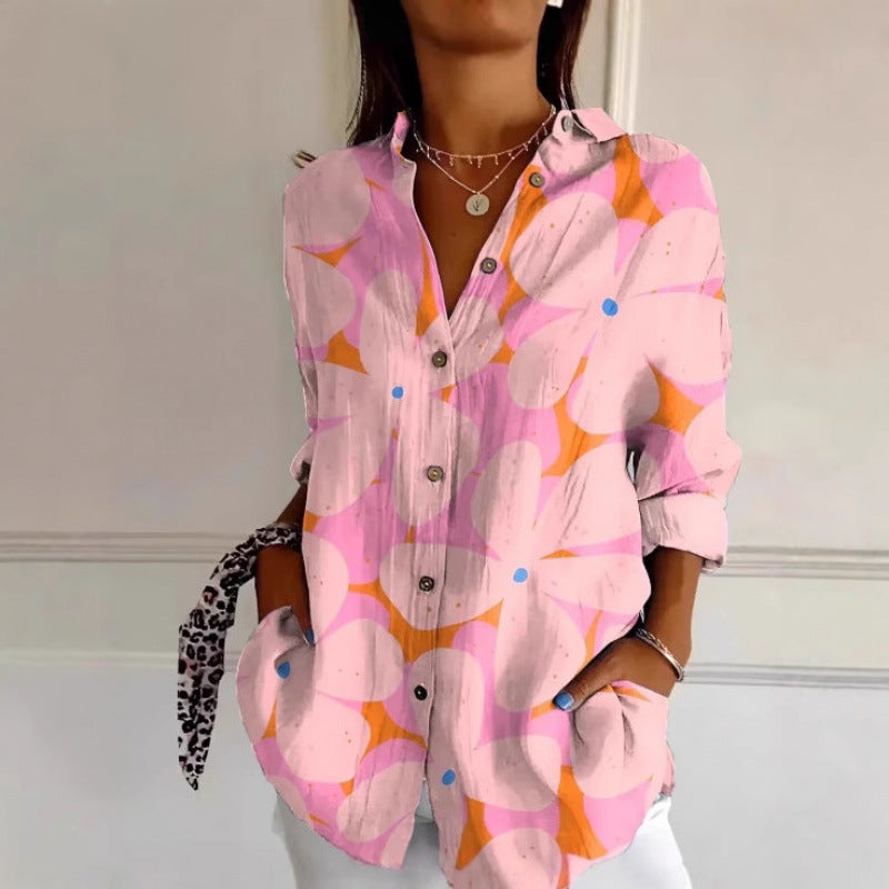 Floral Print Long Sleeve Button-Down Shirt
