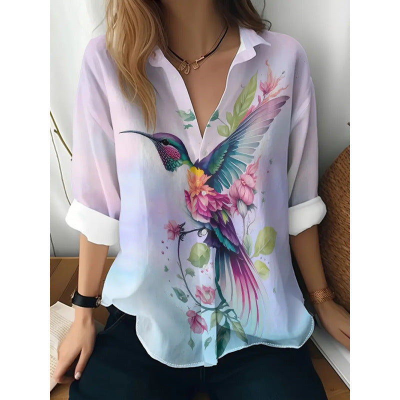 Floral Print Long Sleeve Button-Down Shirt