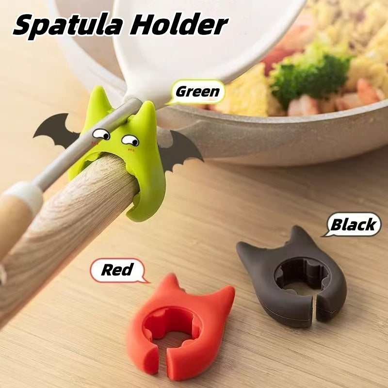 Silicone Anti-overflow Spoon Holder & Spatula Rest with Anti-scalding Clip