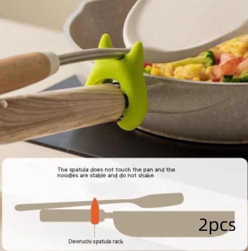 Silicone Anti-overflow Spoon Holder & Spatula Rest with Anti-scalding Clip