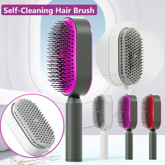 One-Key Cleaning Hair Brush: Anti-Static Airbag Massage Scalp Comb for Women.