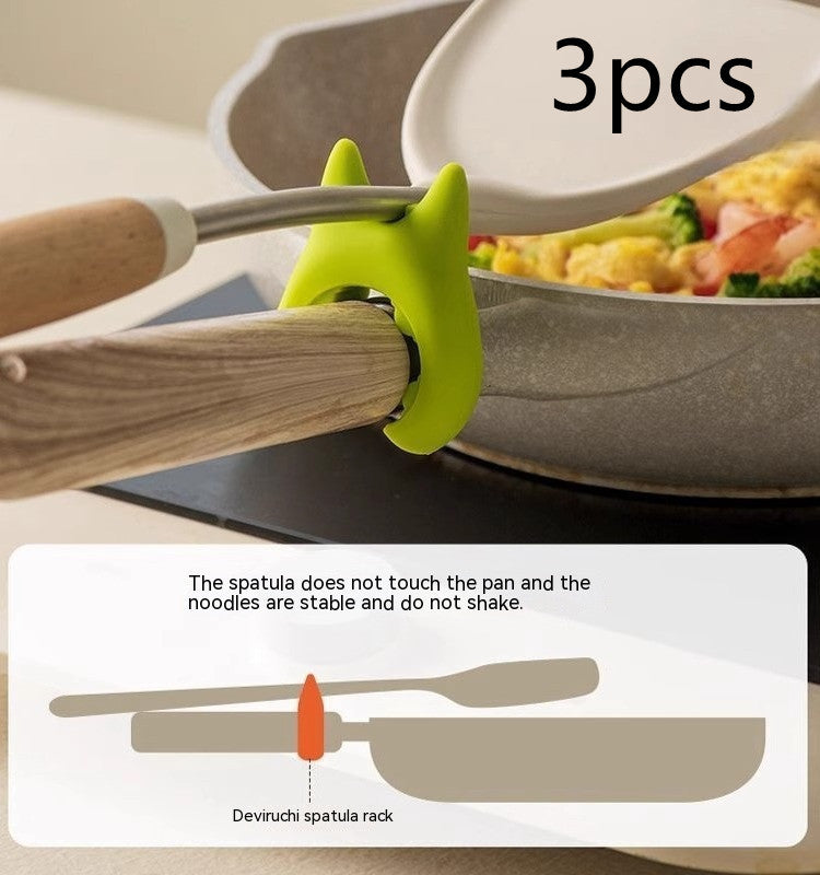 Silicone Anti-overflow Spoon Holder & Spatula Rest with Anti-scalding Clip