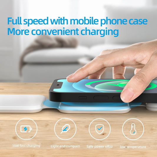 3-in-1 Magnetic Wireless Charger – Foldable Charging Station for Phones, Earbuds & Devices