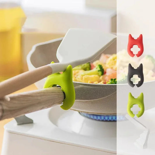Silicone Anti-overflow Spoon Holder & Spatula Rest with Anti-scalding Clip