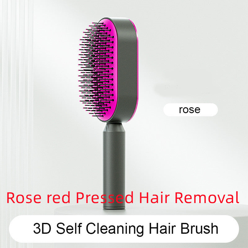 One-Key Cleaning Hair Brush: Anti-Static Airbag Massage Scalp Comb for Women.